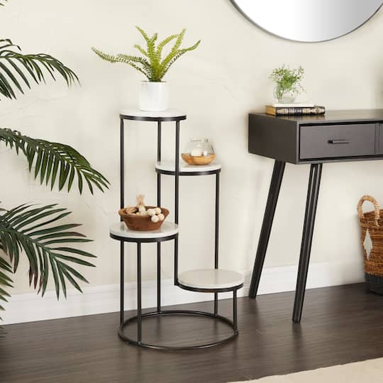 White Iron Modern Plantstand, 31" x 17" x 17"